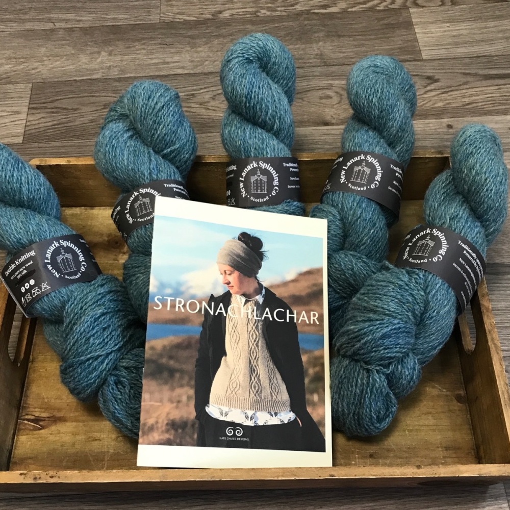 Stronachlachar T in New Lanark Donegal Silk Tweed DK - BLUE LOVAGE - up to 