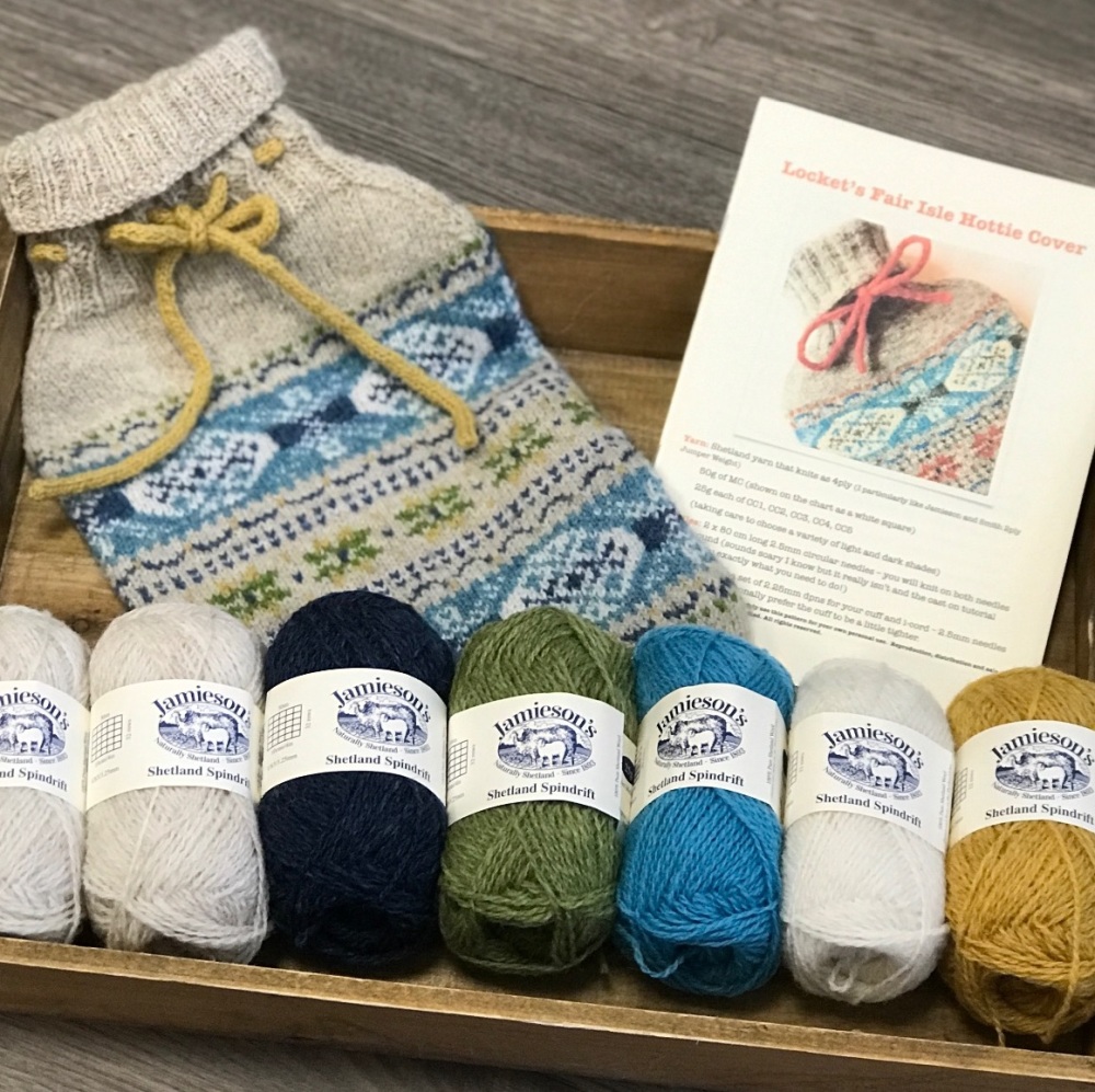 Locket’s Fair Isle Hot Water Bottle Cover kit - Water Meadow