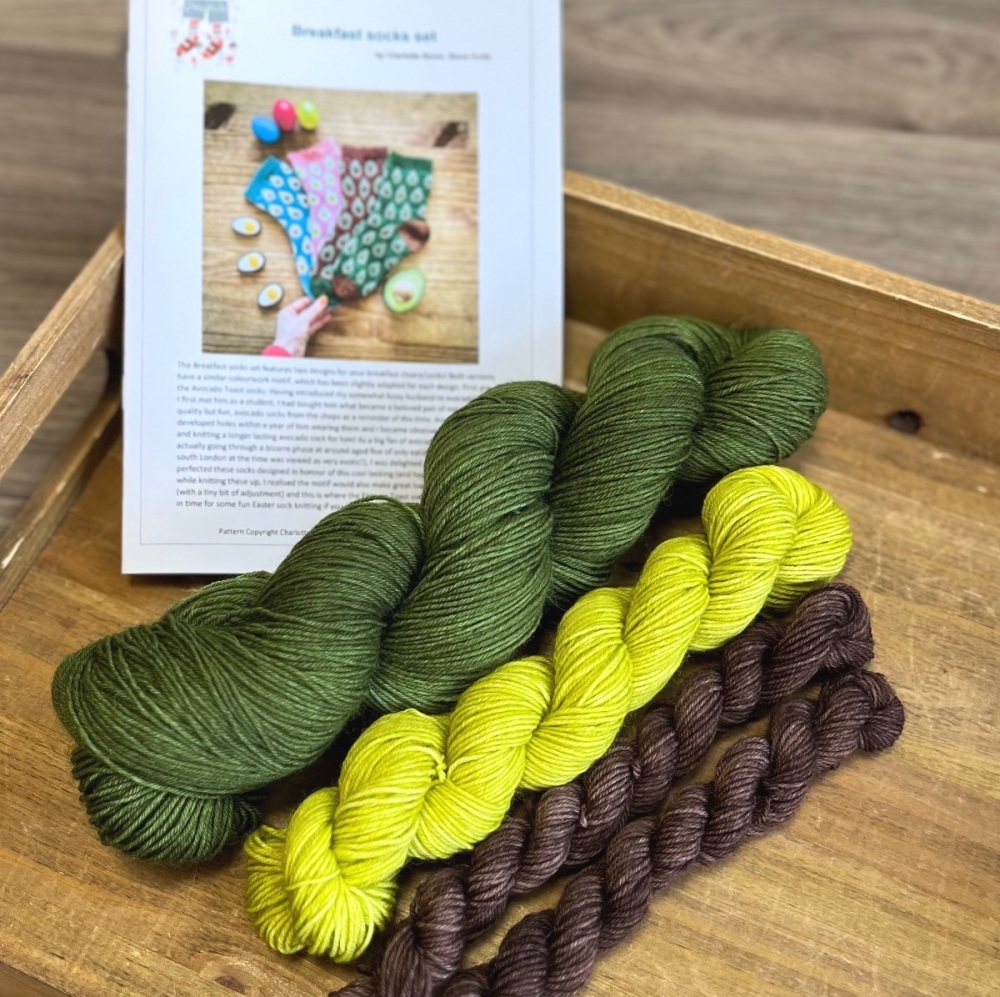 ***NEW*** Avocado Sock Kit with Stone Knits -  Green