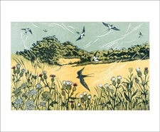 Bayfield Swallows Linocut by Niki Bowers blank card