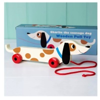 Charlie the Wooden Pull Along Dog toy