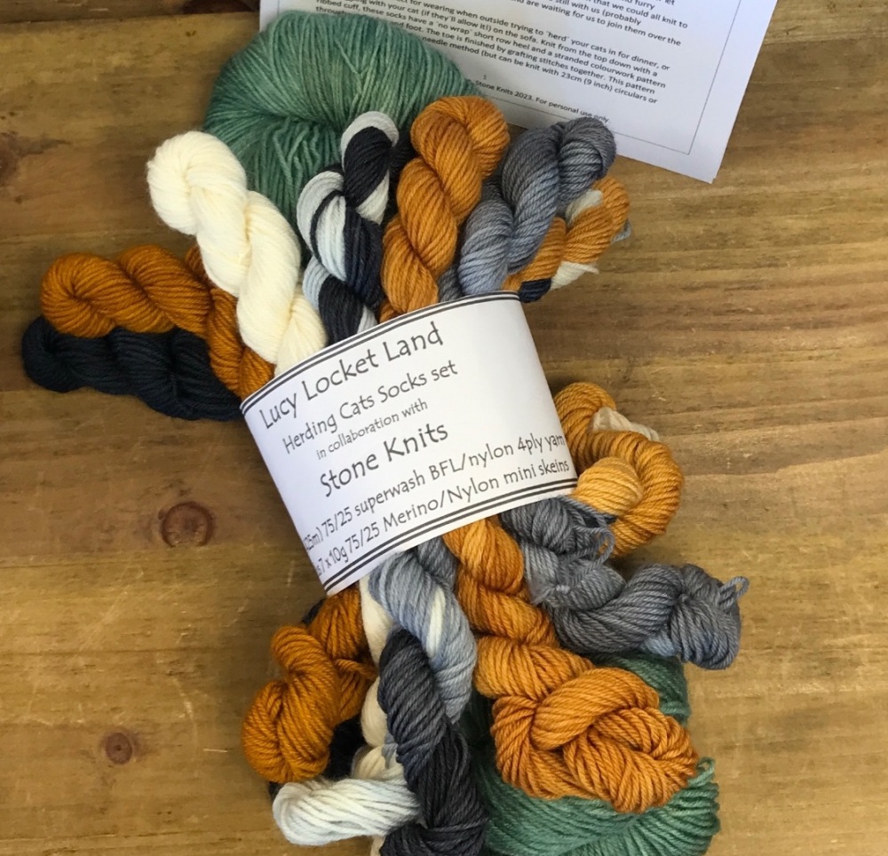 Herding Cats Sock Kit with Stone Knits - Teal