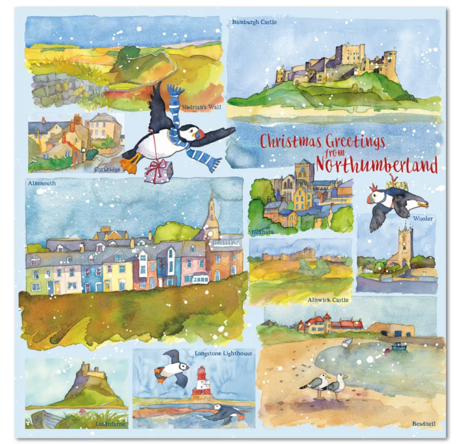 ***NEW*** Emma Ball Greetings from Northumberland  Pack of 10 Christmas Cards