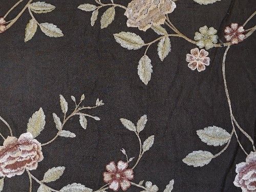  Embroidered Silk  Dupion Charcoal grey BE0069