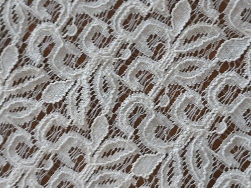 Embroidered Nylon/Cotton Tulle - Dainty Floral Lace - Ivory