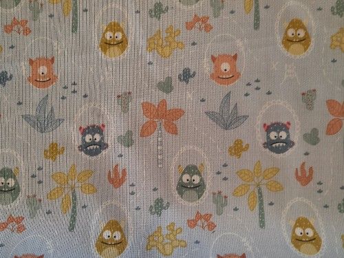 Pale Blue Monsters Cotton pique  CO1221