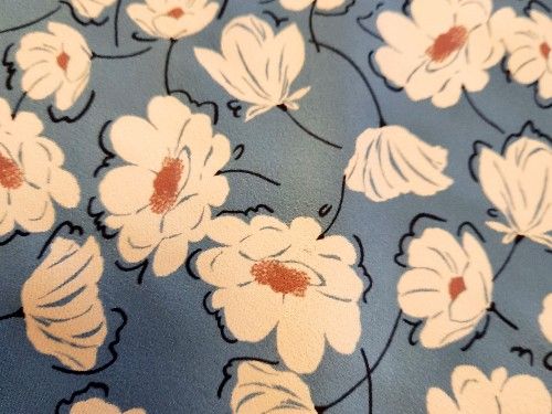 China blue floral print  polyester PL0125