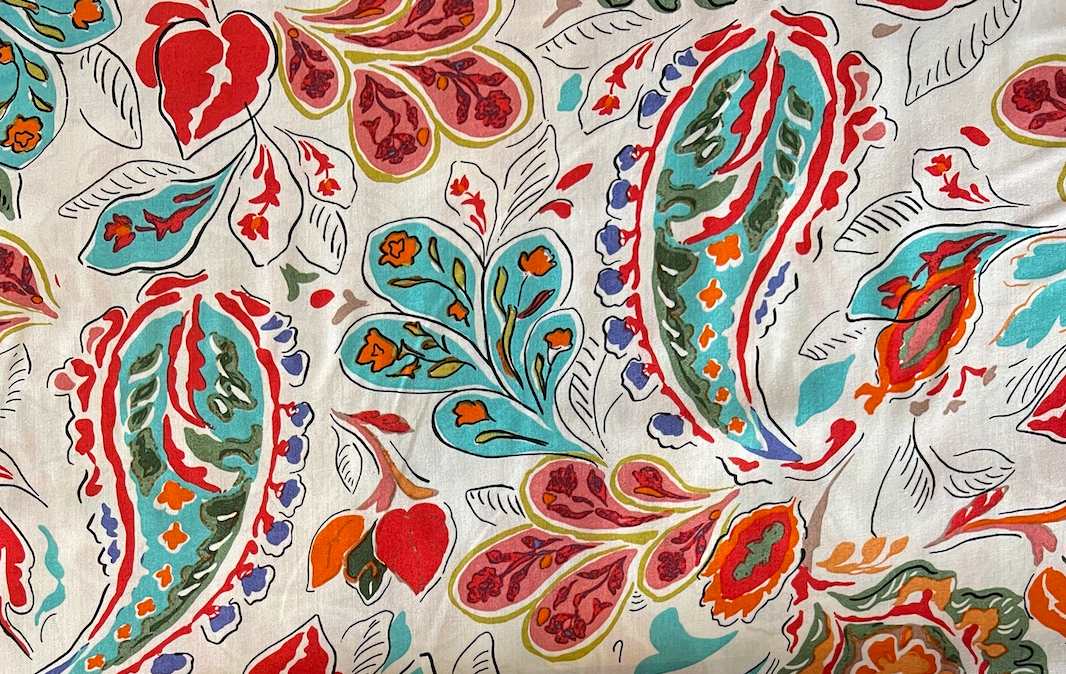 Mexican Fiesta Viscose Print on White Background VC0055