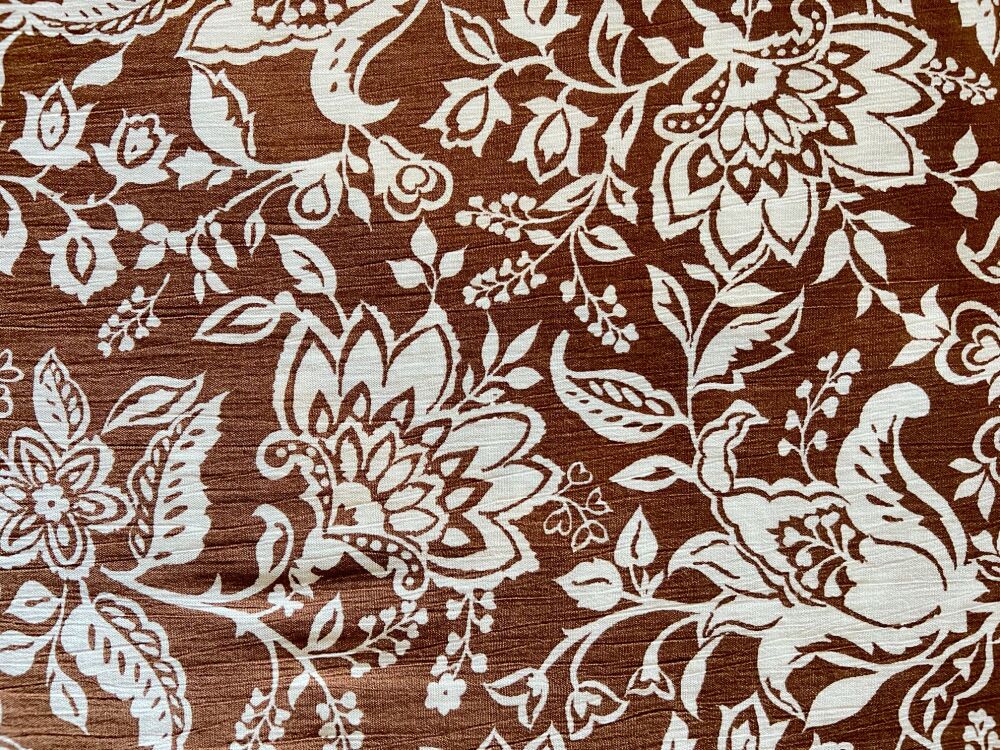 Brown with White Floral Print Viscose 140cm, VC0010