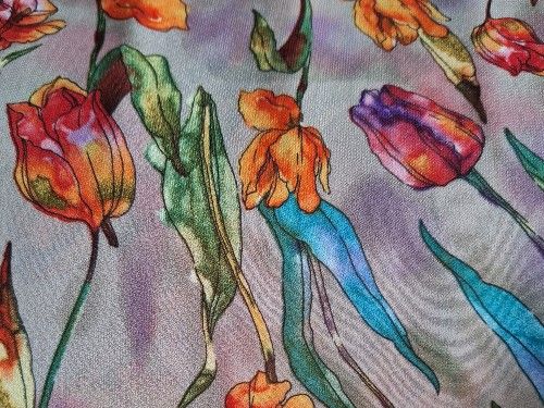 Tulip print semi sheer polyester, 148cm, PL0016