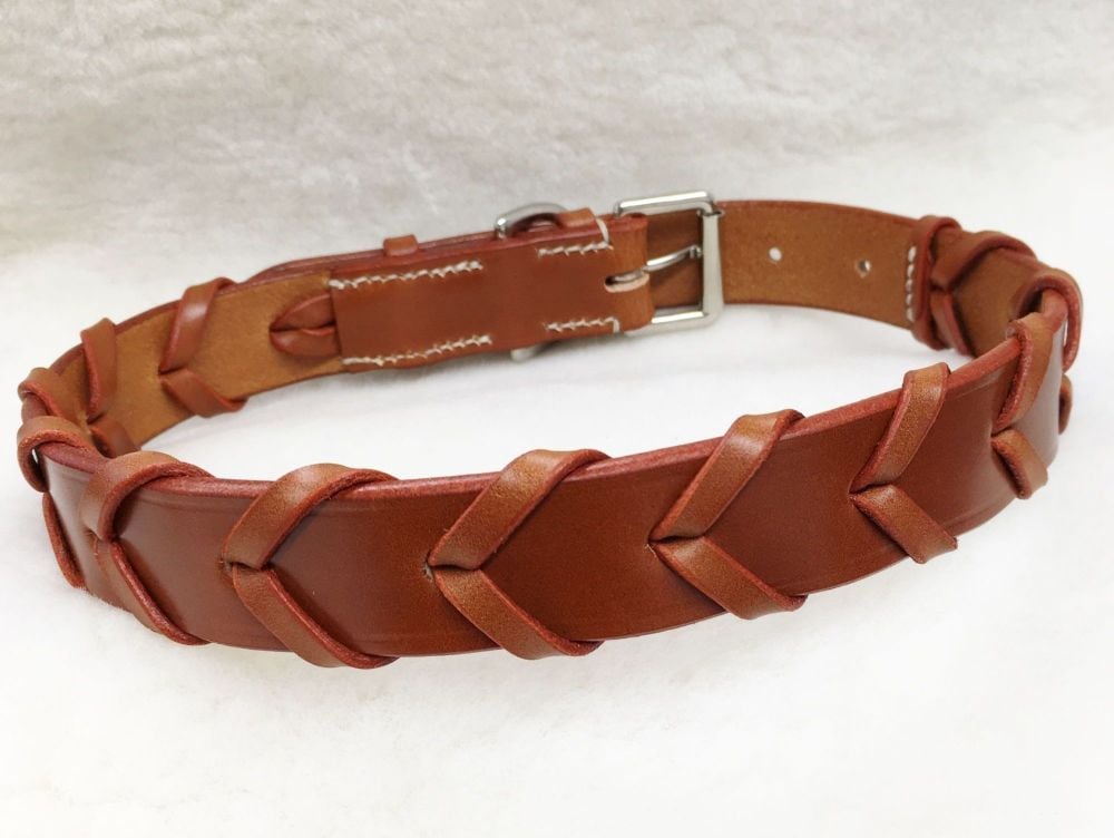 English Leather Laced Collar