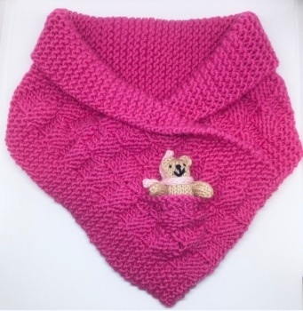 Fuchsia Pink Hand Knitted Teddy Snuggle Neck Warmer