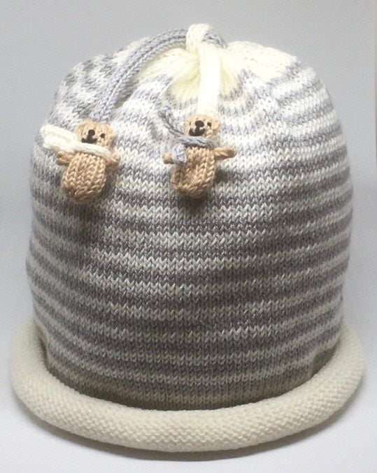 Two Stripe Beanie Teddy Hat for Toddlers