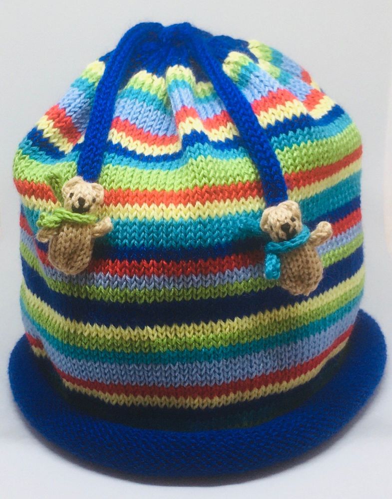 Multi Stripe Beanie Teddy Hat for Toddlers