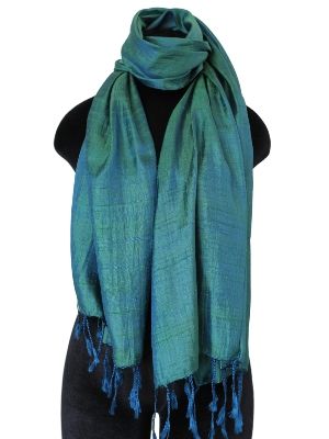 green and  Blue Silk Scarf