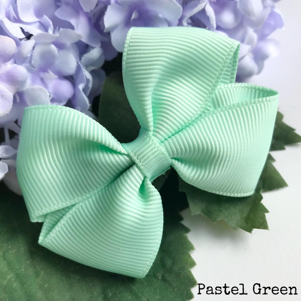 2.5 inch Tux Bow - Pastel Green - Alligator clip or bobble