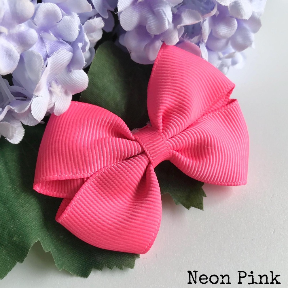 2.5 inch Tux Bow - Neon Pink - Alligator clip or bobble