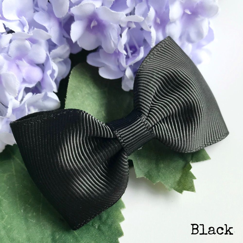 3 inch Classic Bow - Black - Alligator clip or bobble