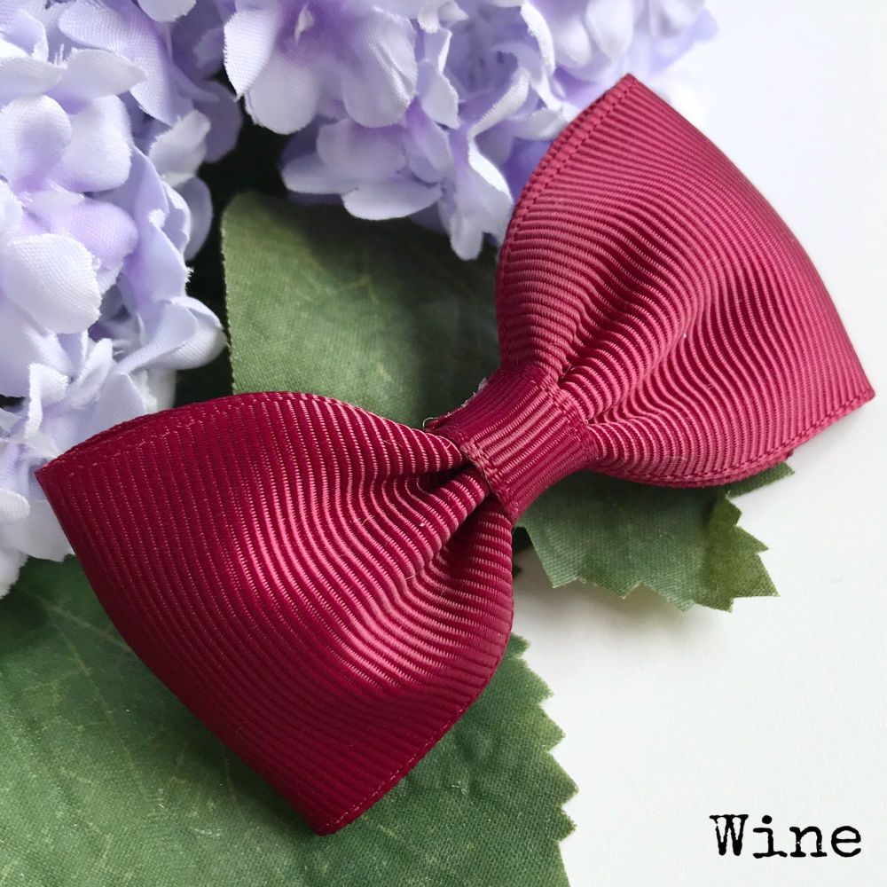 3 inch Classic Bow - Wine - Alligator clip or bobble