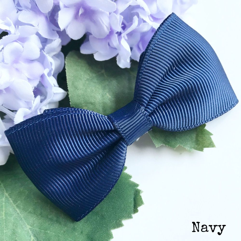 3 inch Classic Bow - Navy - Alligator clip or bobble
