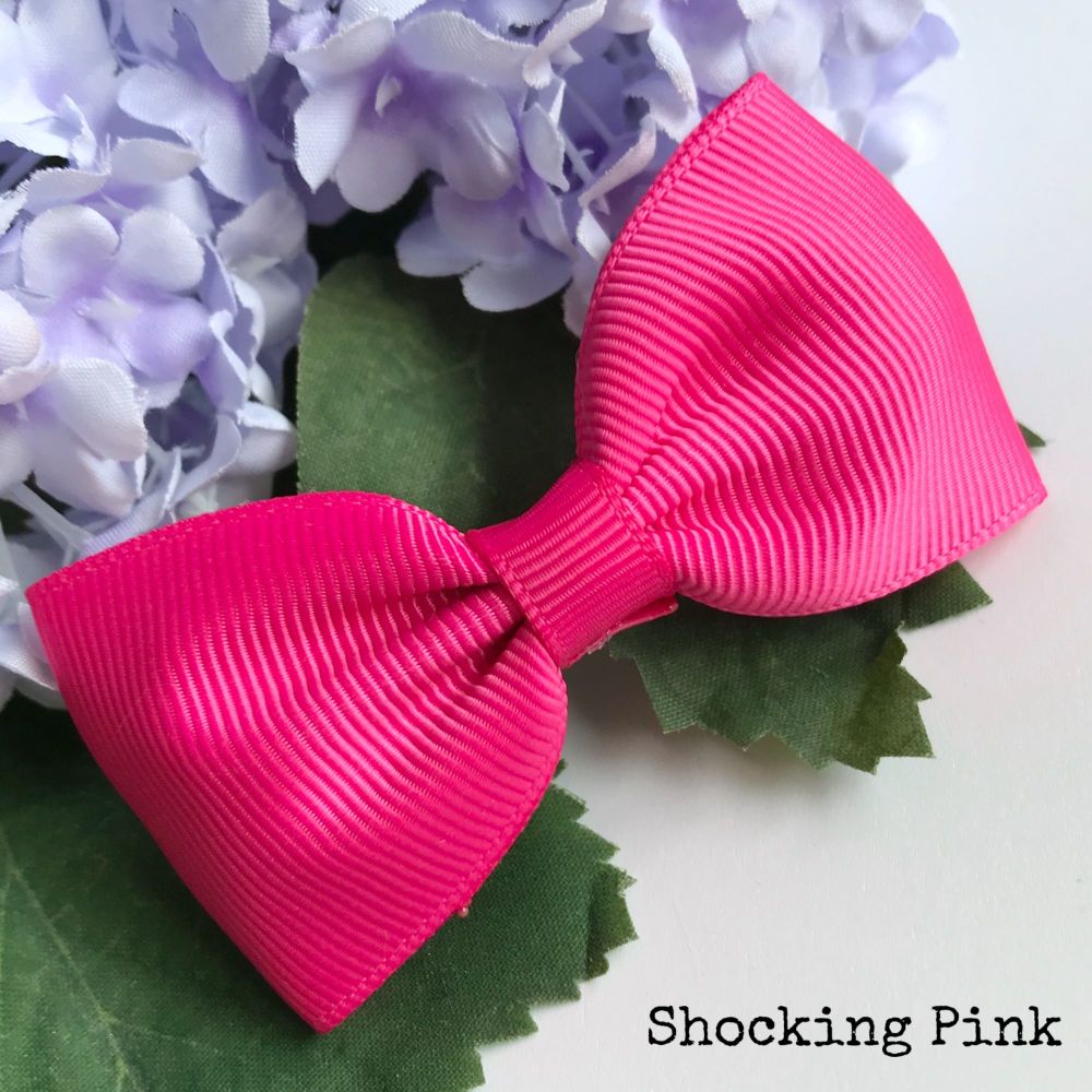 3 inch Classic Bow - Shocking Pink - Alligator clip or bobble
