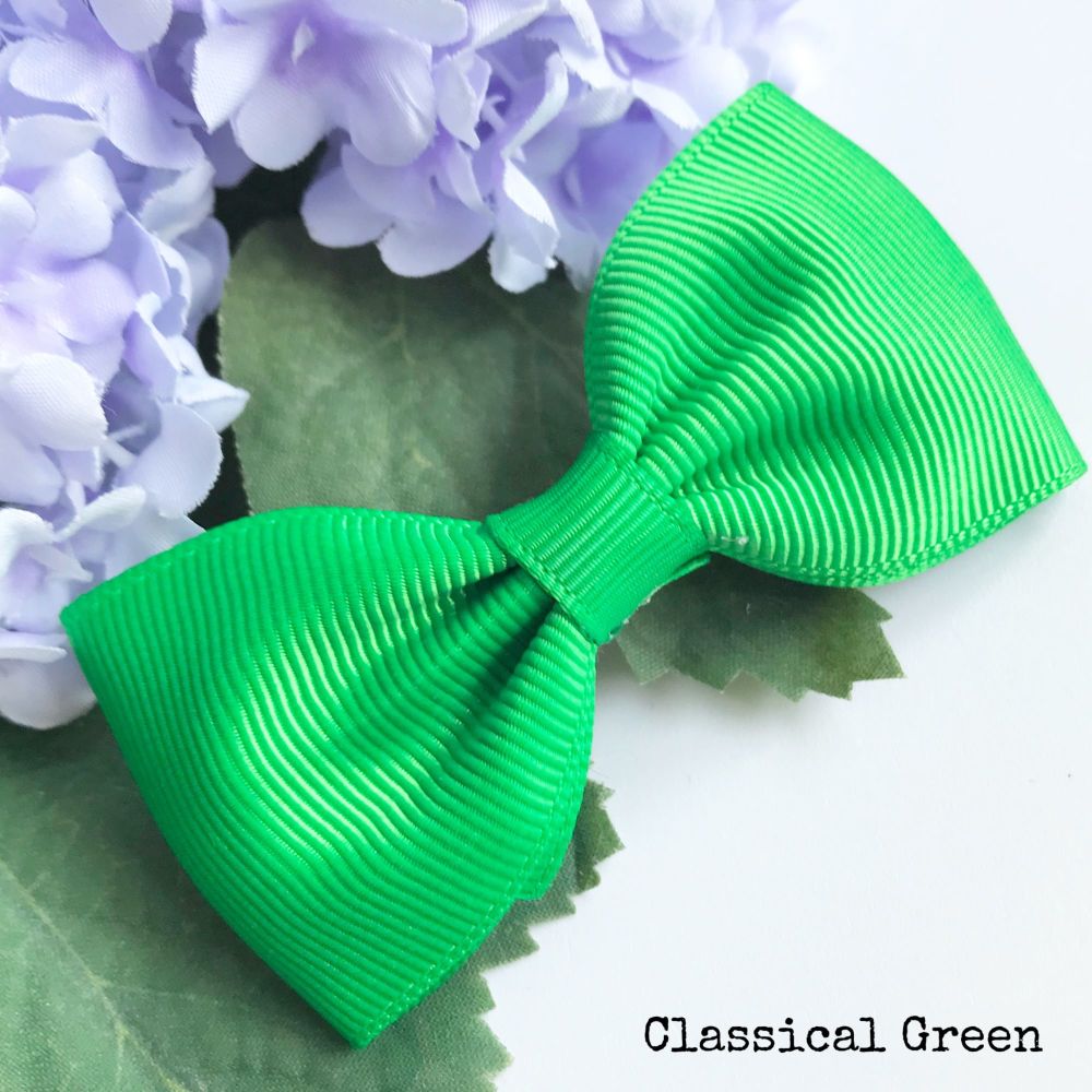 3 inch Classic Bow - Classical Green - Alligator clip or bobble