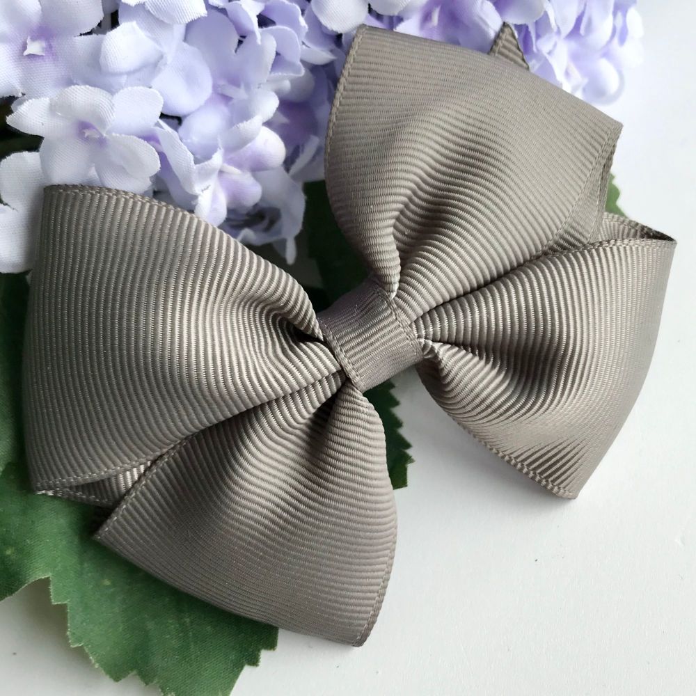 3.5 inch Tux Bow - Metal Grey - Alligator clip or bobble