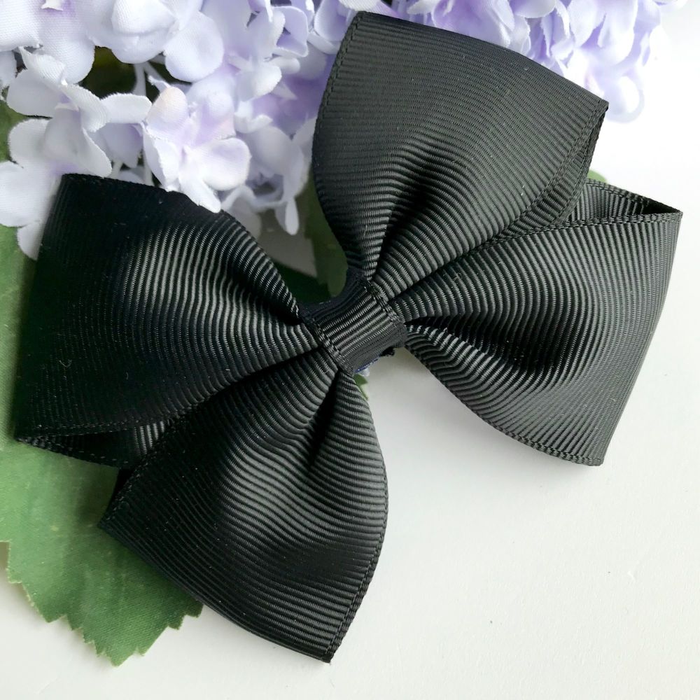 3.5 inch Tux Bow - Black - Alligator clip or bobble