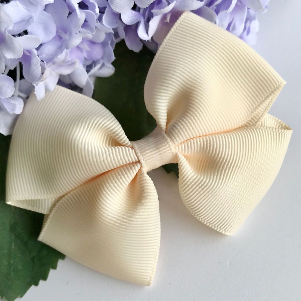 3.5 inch Tux Bow - Cream - Alligator clip or bobble