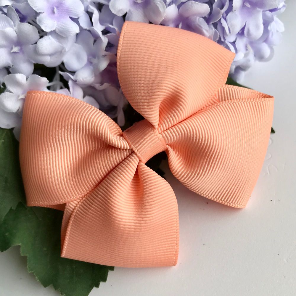 3.5 inch Tux Bow - Peach - Alligator clip or bobble