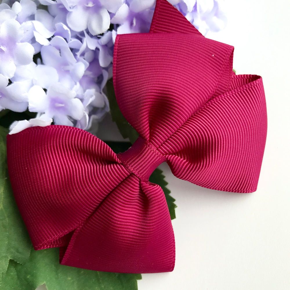 3.5 inch Tux Bow - Wine - Alligator clip or bobble