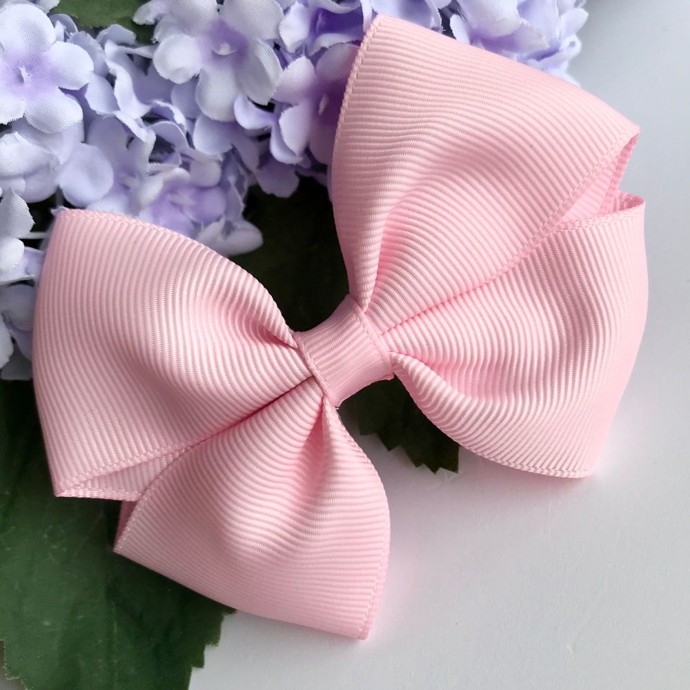 3.5 inch Tux Bow - Pearl pink- Alligator clip or bobble