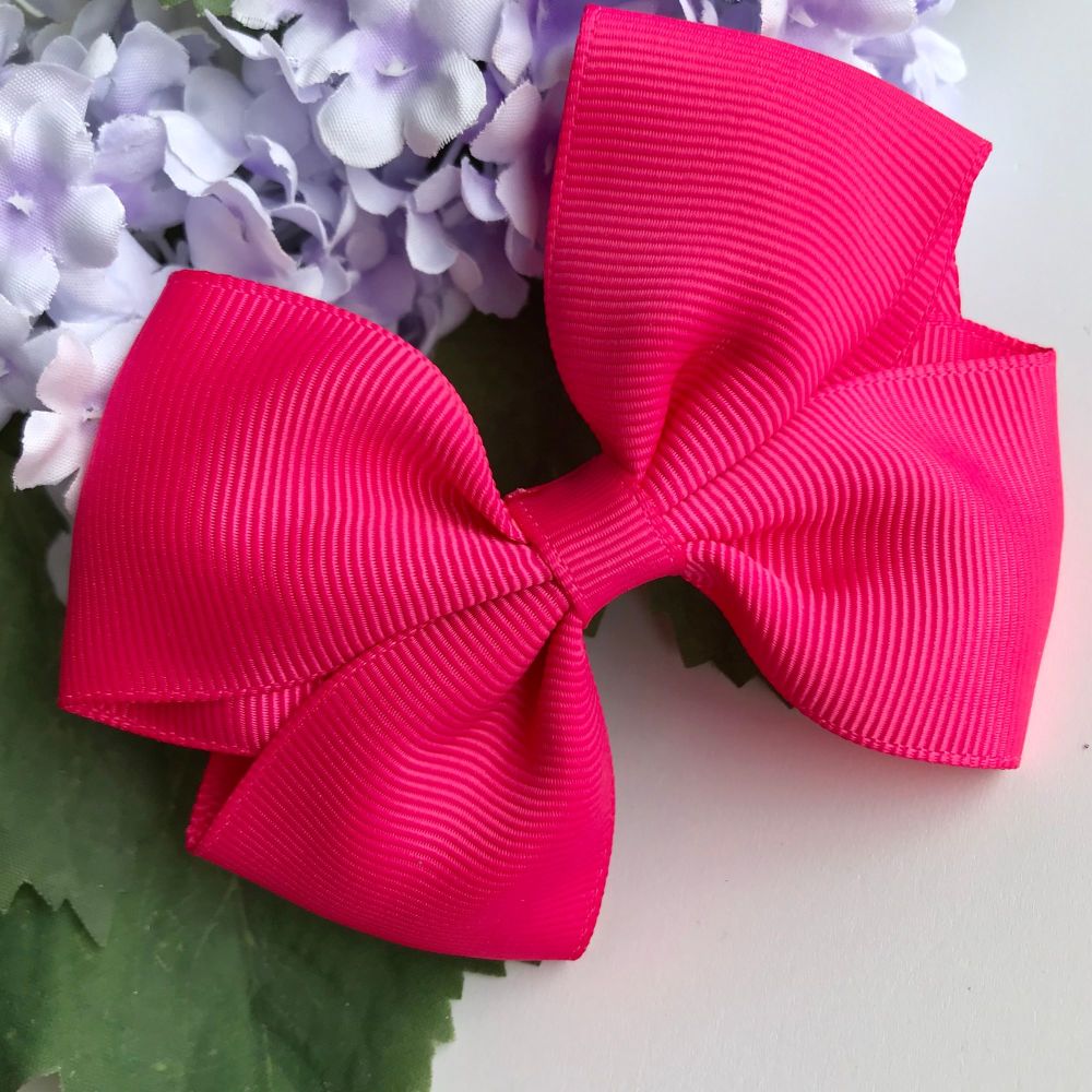 3.5 inch Tux Bow - Shocking pink- Alligator clip or bobble