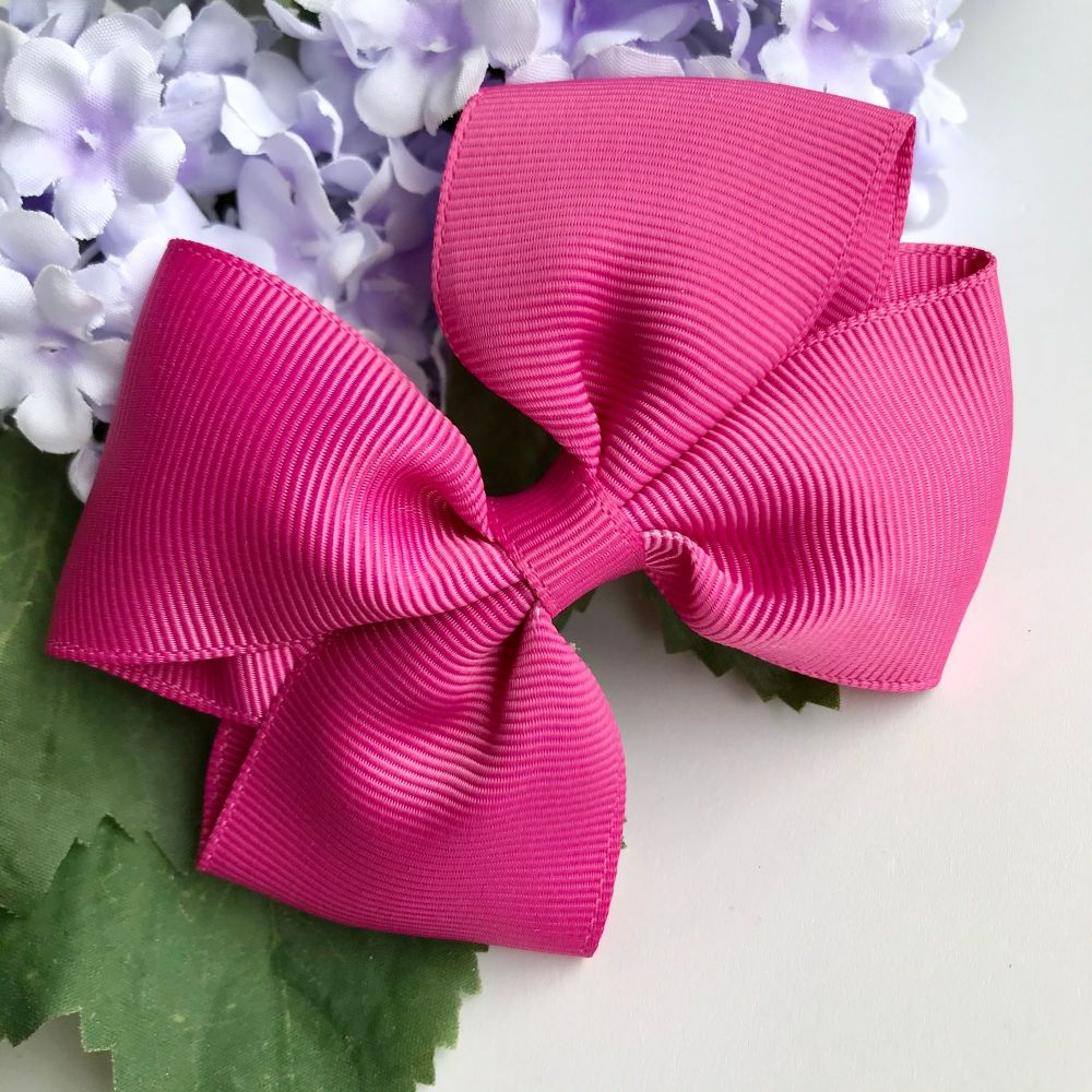 3.5 inch Tux Bow - Raspberry rose- Alligator clip or bobble