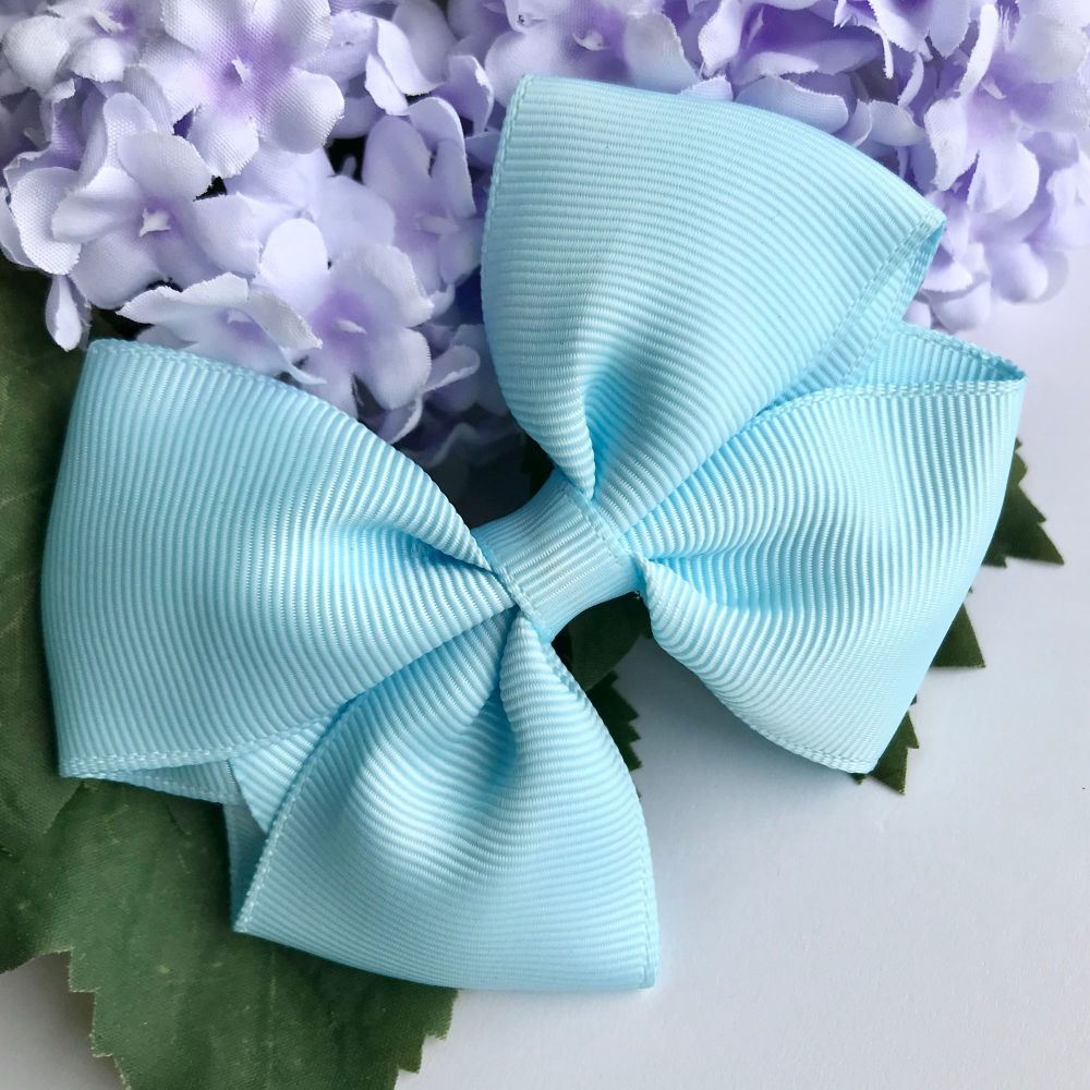 3.5 inch Tux Bow - Lt blue - Alligator clip or bobble