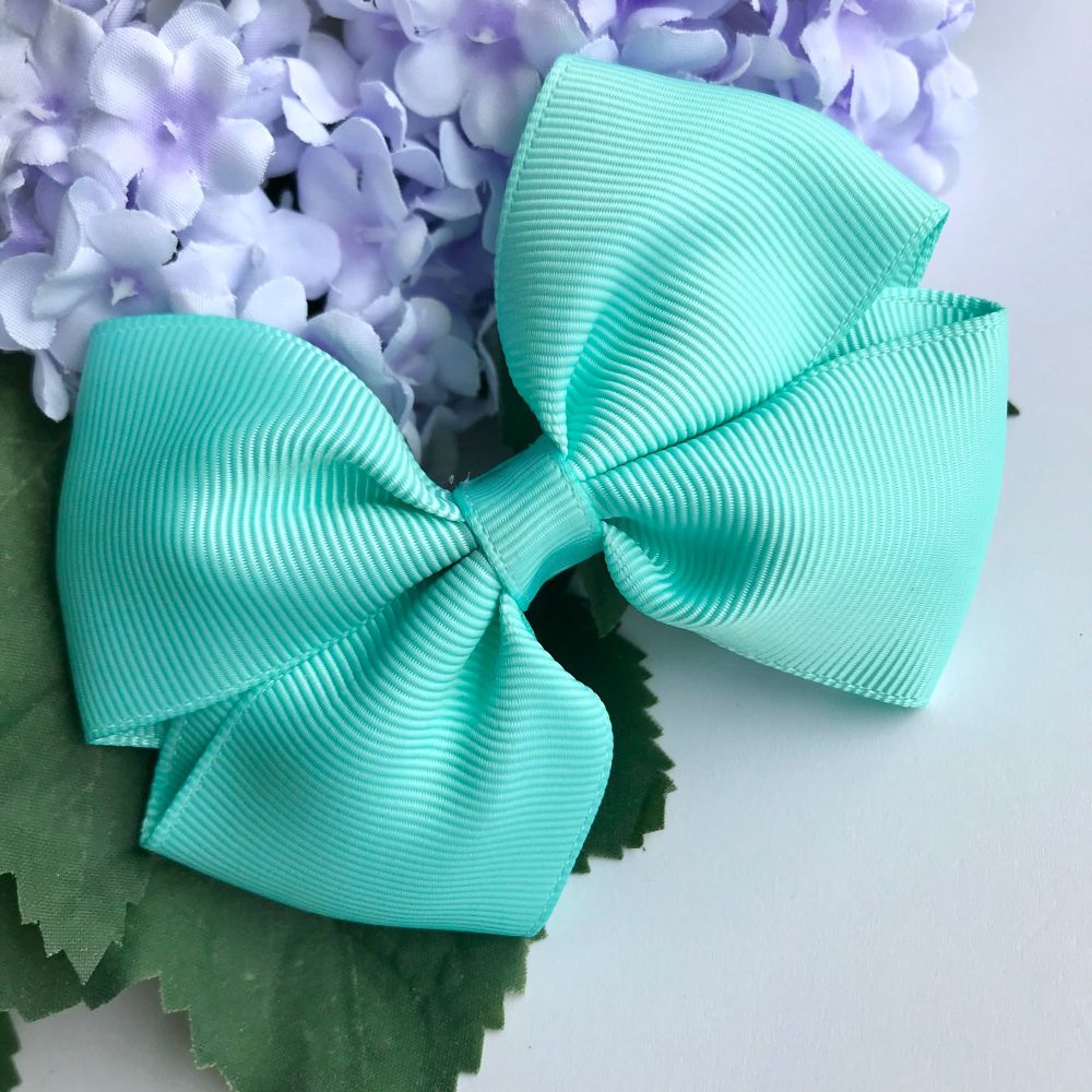 3.5 inch Tux Bow - Aqua - Alligator clip or bobble