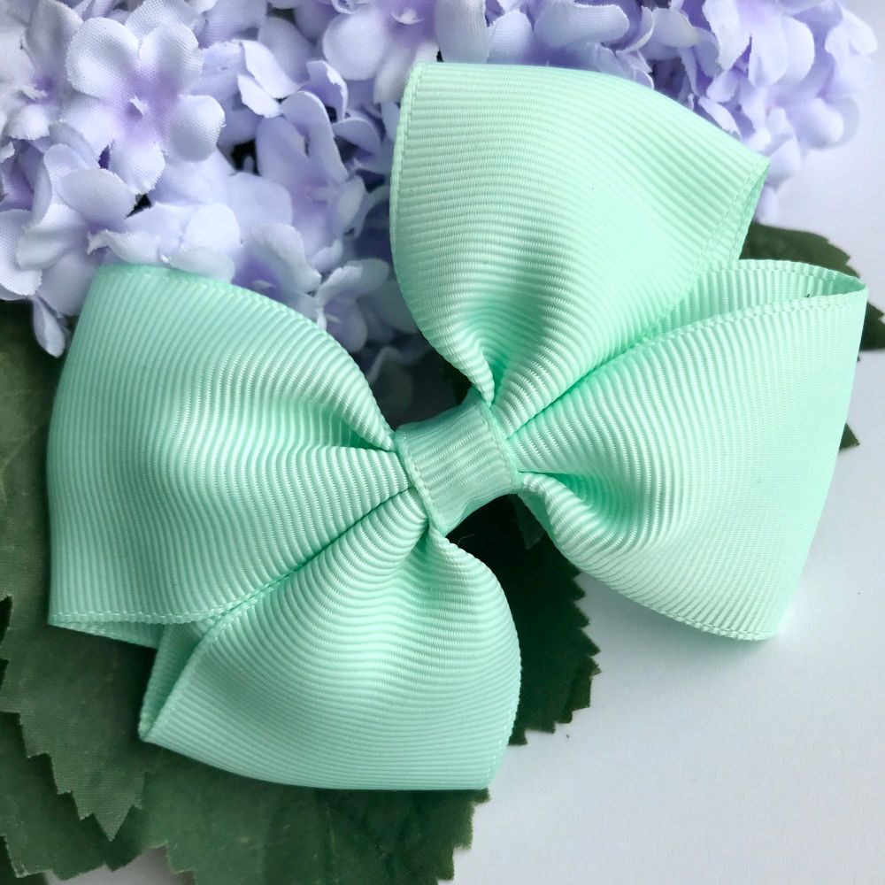 3.5 inch Tux Bow - Pastel green - Alligator clip or bobble