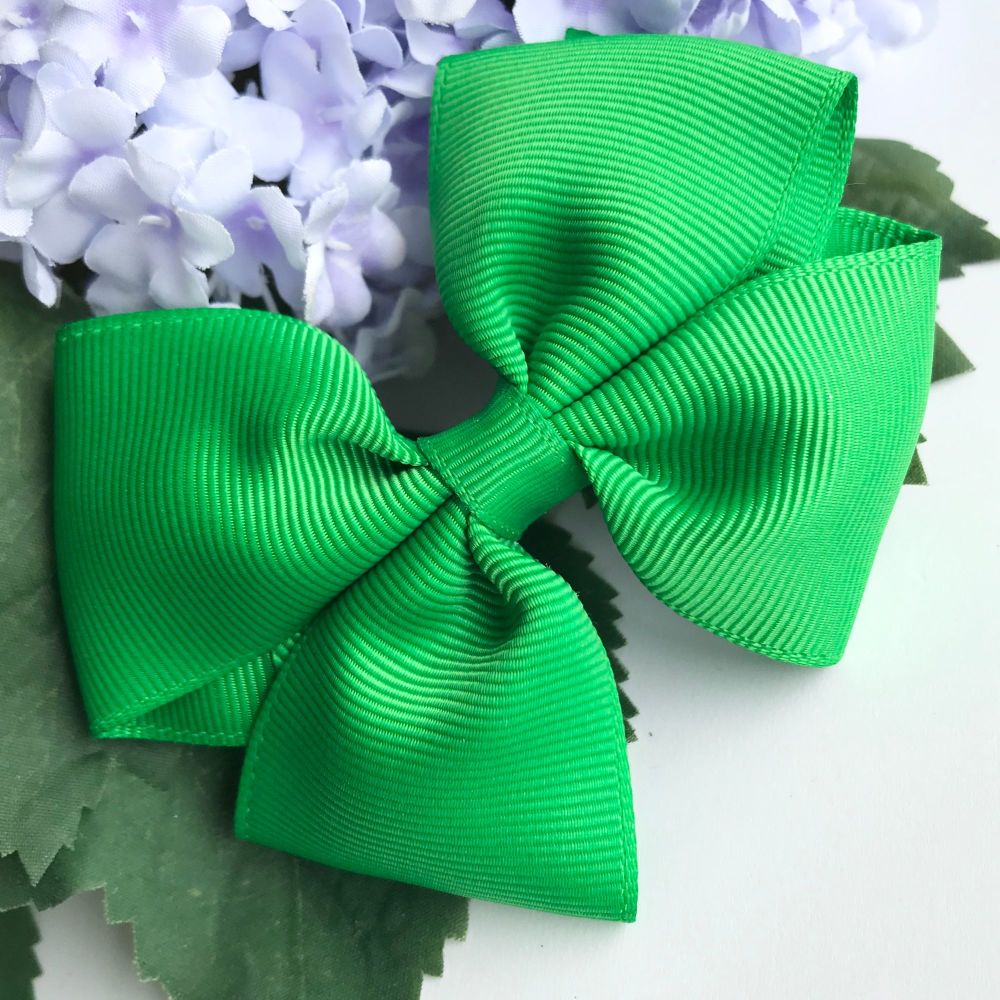 3.5 inch Tux Bow - Classical green - Alligator clip or bobble