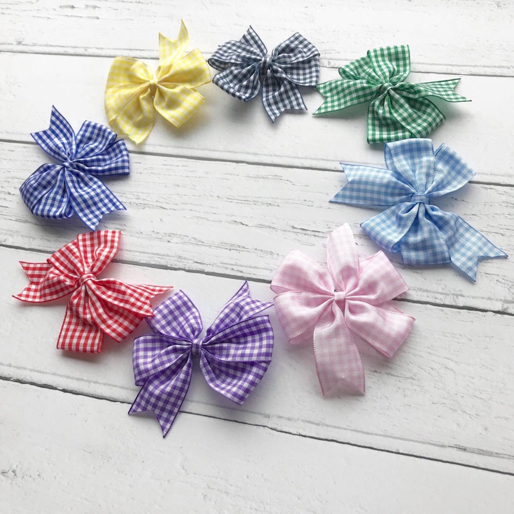 3 inch Pinwheel Bow - All gingham colours- Alligator clip or bobble 