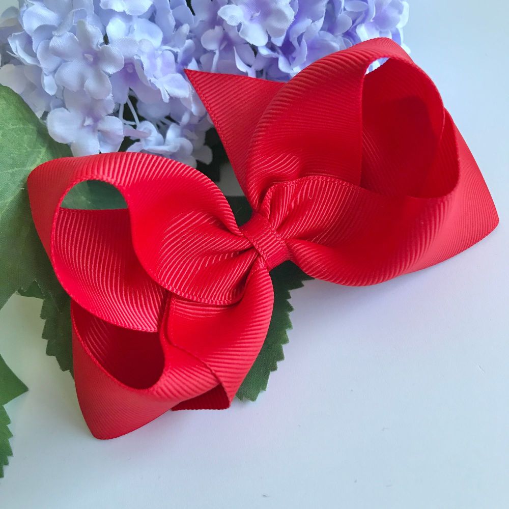4 inch Bowtique Bow - Red - Alligator clip or bobble