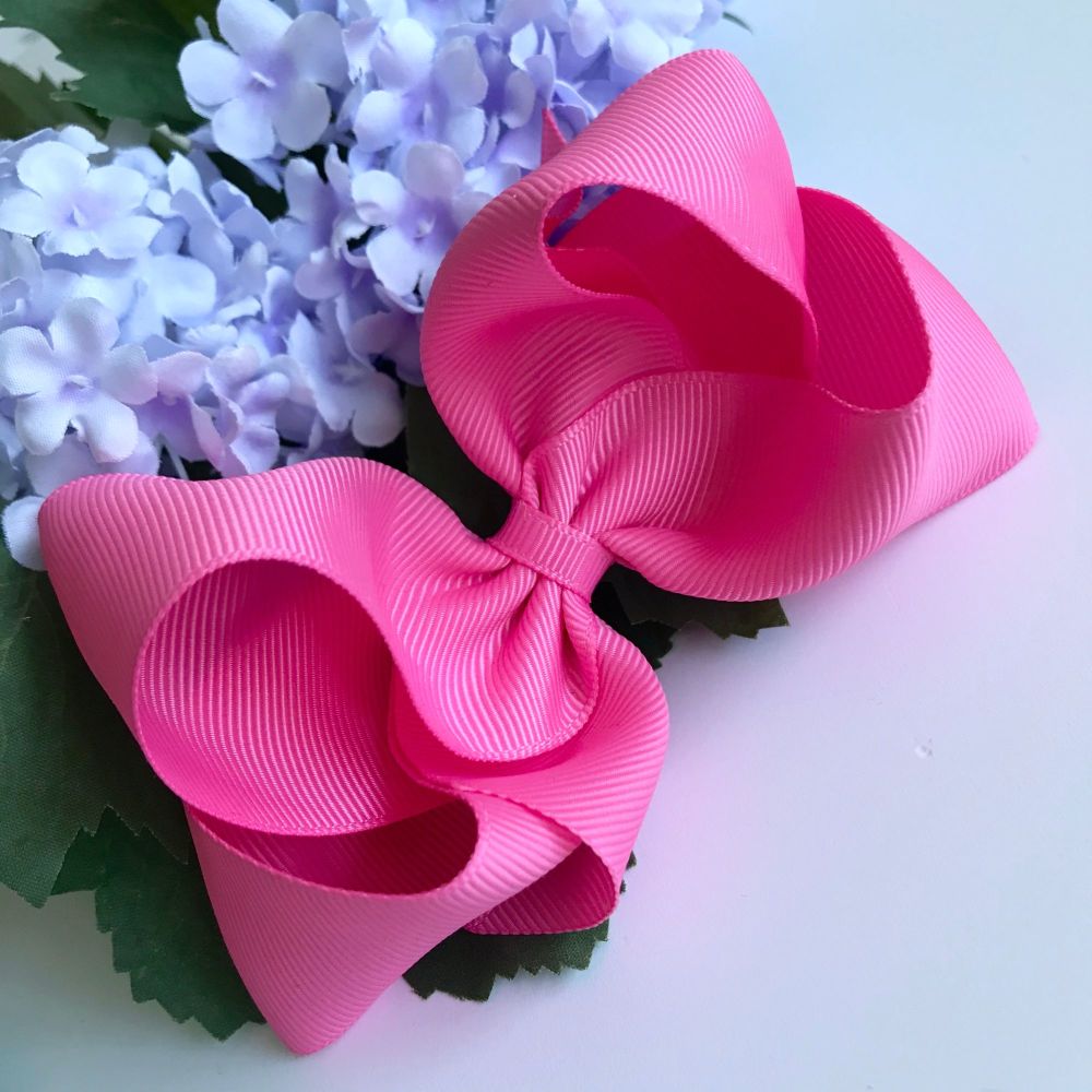 4 inch Bowtique Bow - Hot pink - Alligator clip or bobble