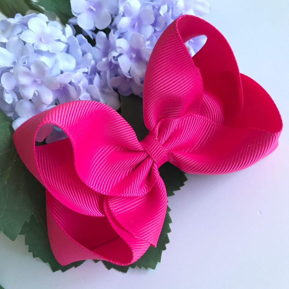 4 inch Bowtique Bow - Shocking pink - Alligator clip or bobble