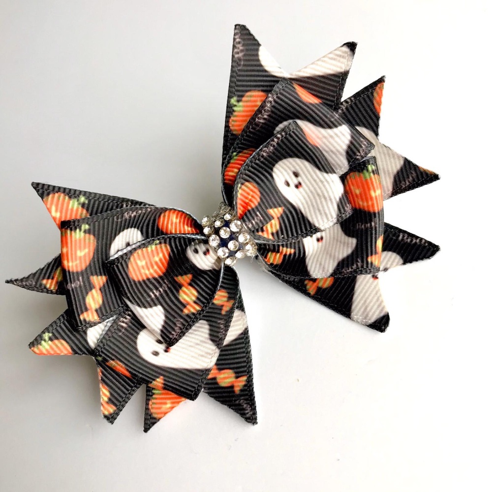 Stacked bow - Halloween - prong clip