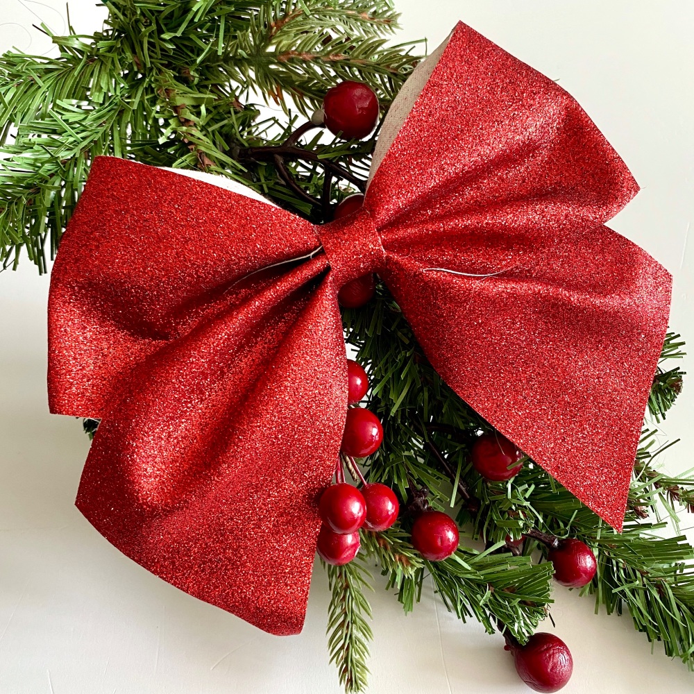 Christmas tree bow - Red - Large 7 inch Bow Topper