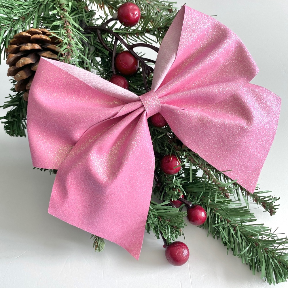 Christmas tree bow - Iridescent pink - Large 7 inch Bow Topper