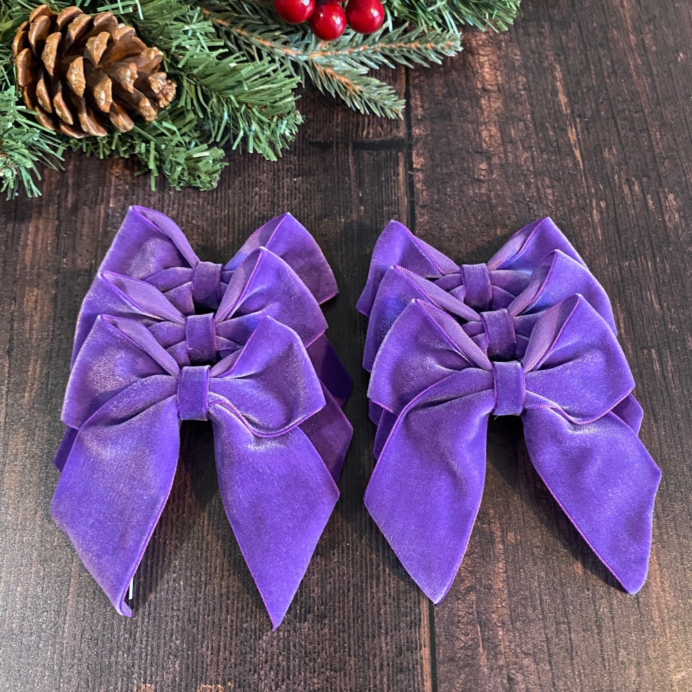 Velvet Christmas tree bow Purple velvet bow Honeybowbow