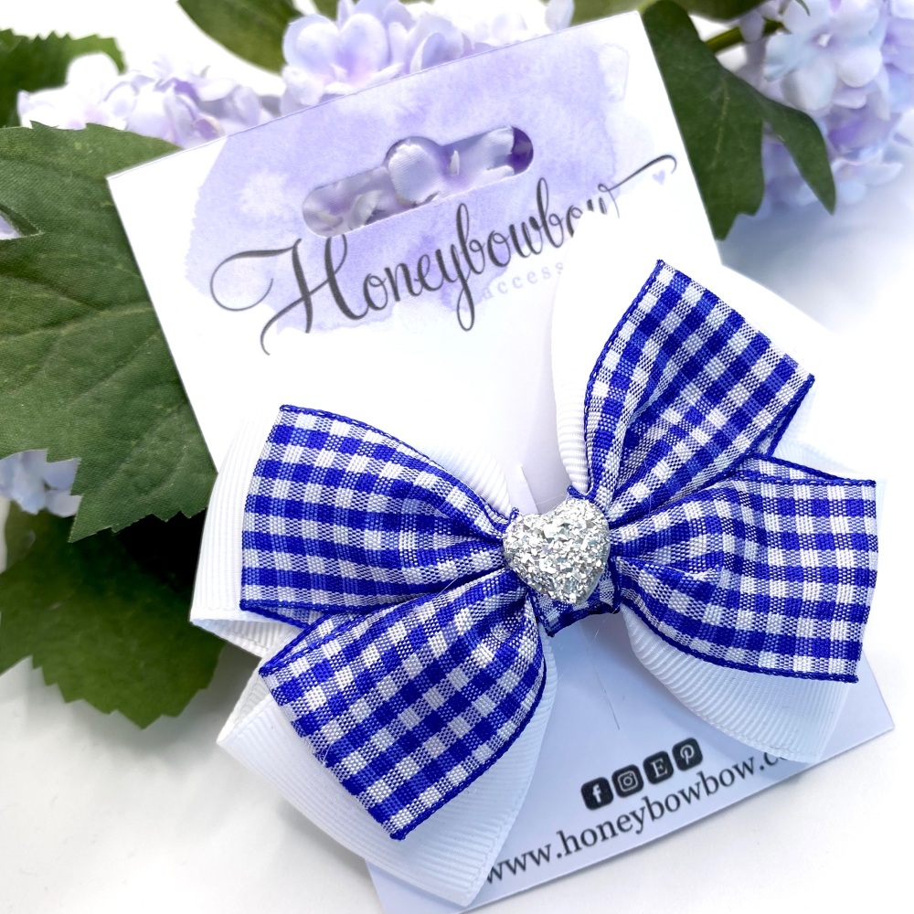 3.5 inch Double Tux Bow - Royal Blue - Alligator clip or bobble