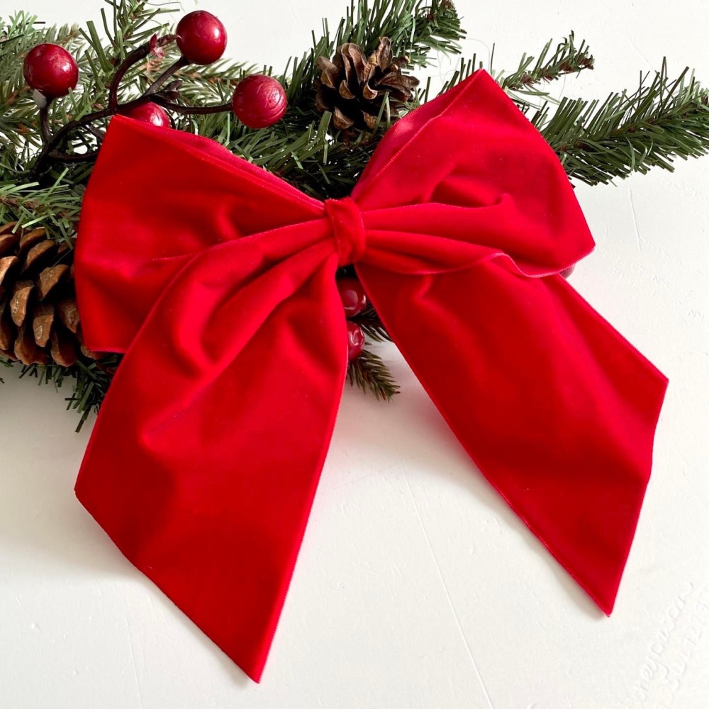 8 inch Red velvet Christmas tree bow