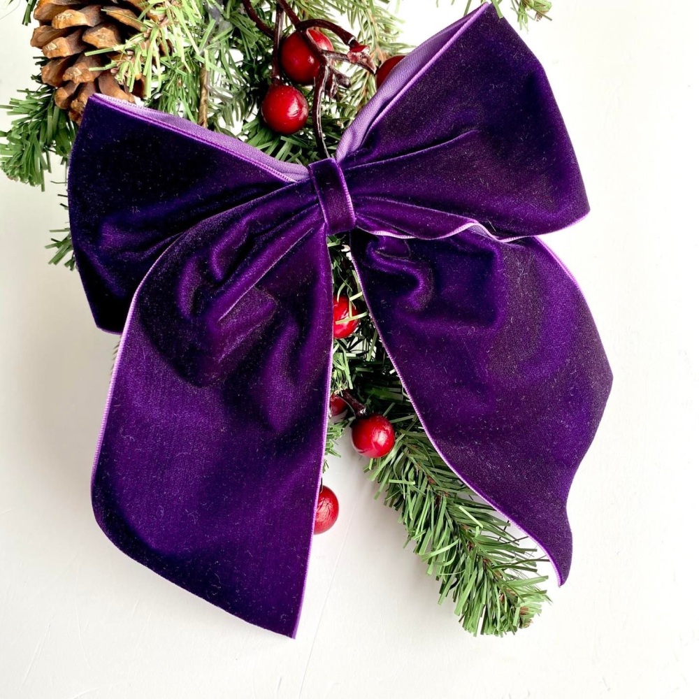 8 inch Purple velvet Christmas tree bow
