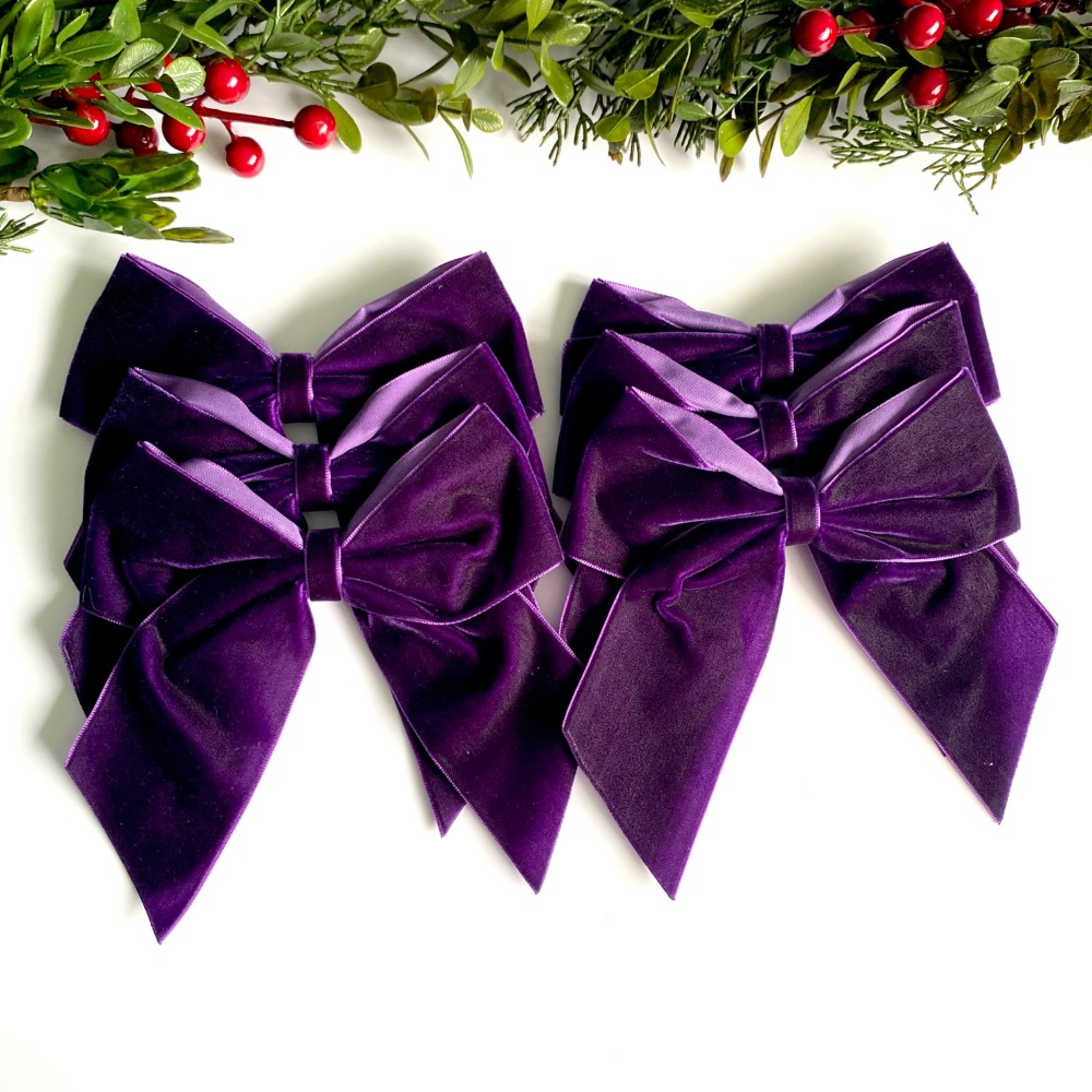 5.5 inch Purple velvet Christmas tree bows